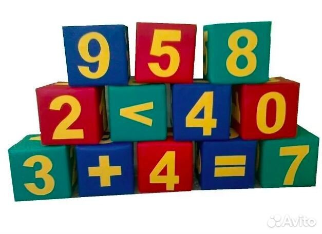 Набор мягких кубиков Числа 30х30 см 12 штук