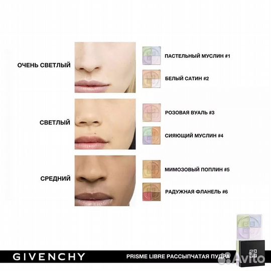Рассыпчатая пудра givenchy Prisme Libre 6 видов