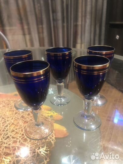 Стаканы и рюмки цветное стекло Богемия