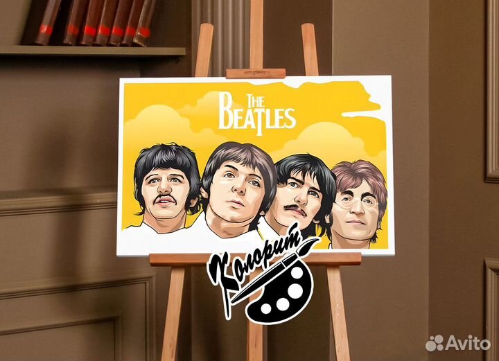 Портрет Битлз на холсте