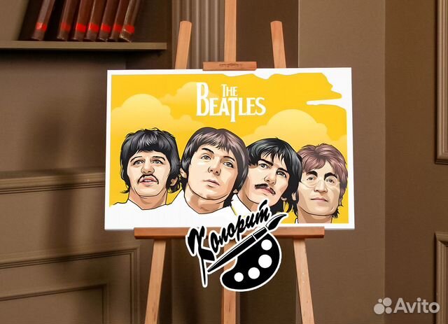 Портрет Битлз на холсте
