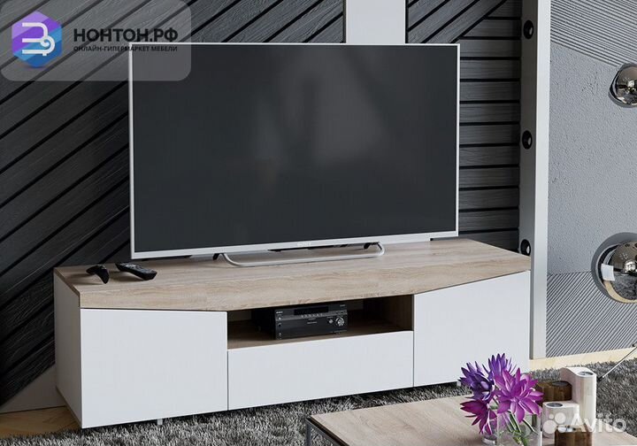 Тумба под тв тип 1 белый ясень / дуб сонома