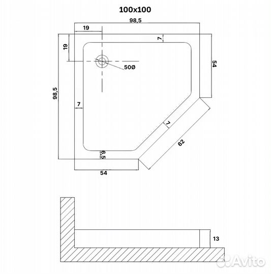Душевой поддон Niagara Eco NG-P1010-14D 100х100 белый