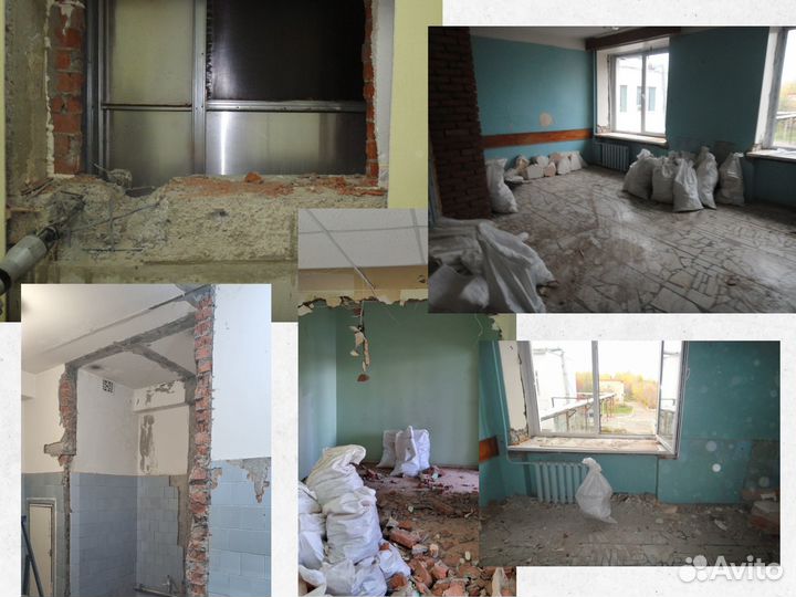 Слом передвижка стен сан кабин, дверных проемов