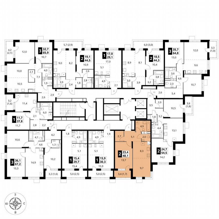 2-к. квартира, 48,1 м², 6/25 эт.