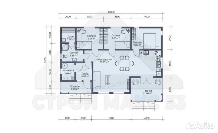 Дом каркасный под ключ 114 м², проект Финский