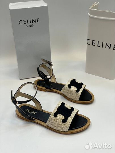 Босножки celine соломенные натуральная кожа