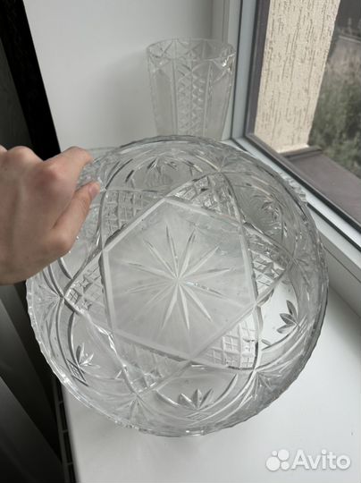 Хрустальная ваза и салатники СССР
