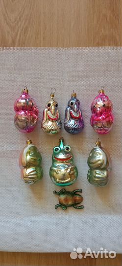 Елочные игрушки СССР вороны и лягушки