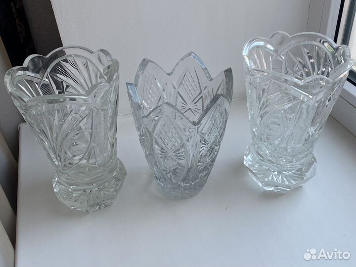 Вазы хрустальные и стекло