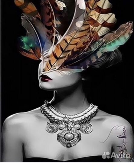 Картины по номерам, 40*50, перья