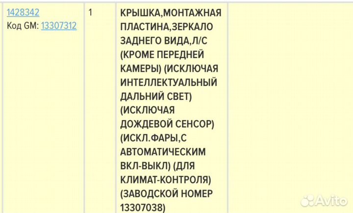 Накладка салонного зеркала левая Без Д/Д Astra J