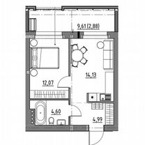 1-к. квартира, 39,3 м², 3/3 эт.