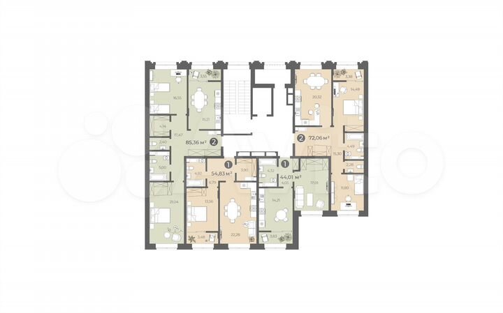 1-к. квартира, 53,8 м², 2/7 эт.