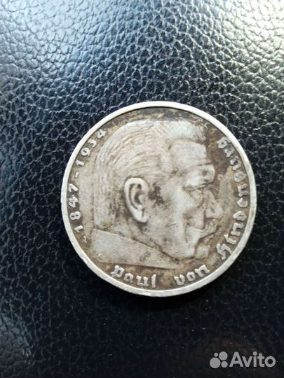 Серебряная монета 5 марок Гинденбург