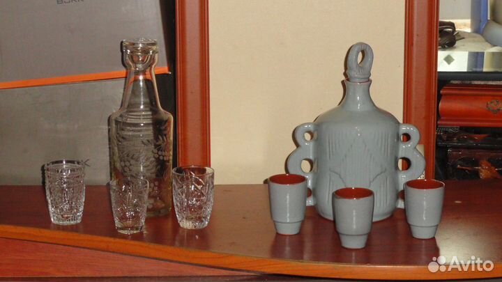 Графин/штоф-ссср стекло/керамика-комплектом
