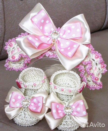 Комплект повязка на голову и пинетки