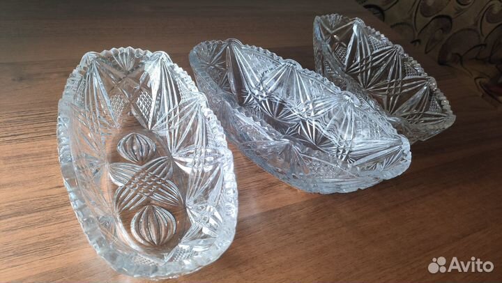 Салатник Салатница Ладья Турка хрустальная 3шт