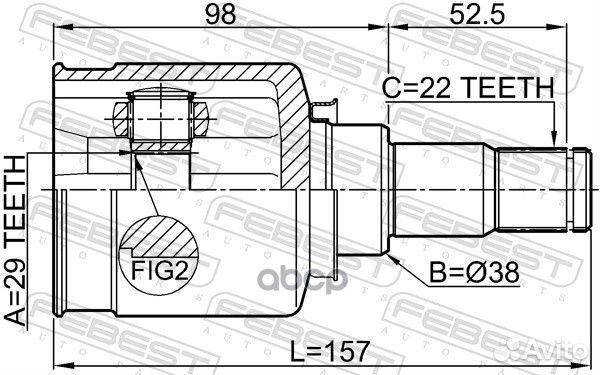 Шрус внутренний 29x38x22 chevrolet aveo (t250/t