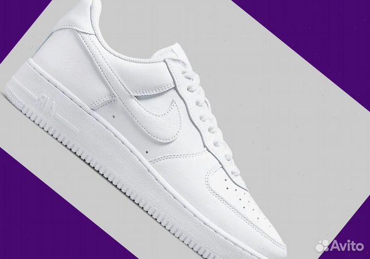 Качественные кроссовки Nike Air Force 1 белые- j-01155288728