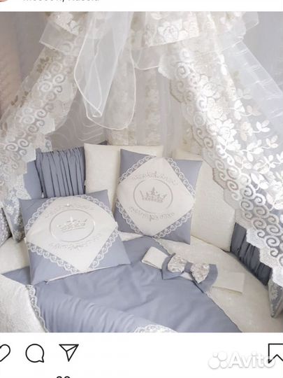 Комплект в детскую кроватку с балдахином