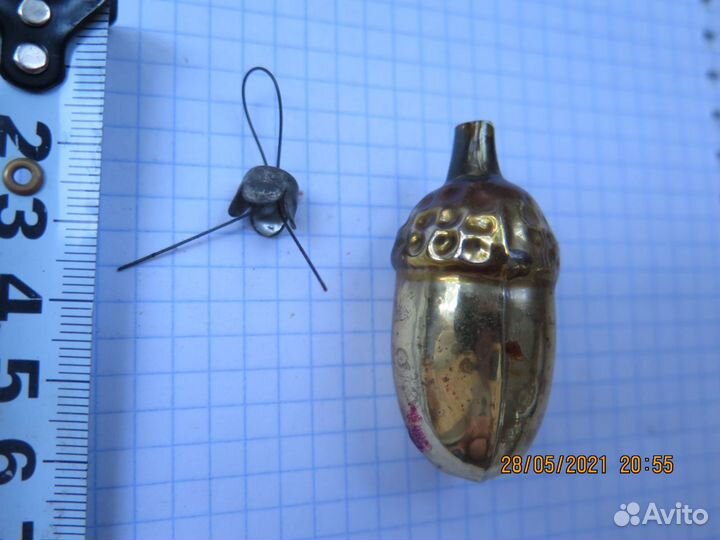 Елочная Игрушка желудь Стекло СССР