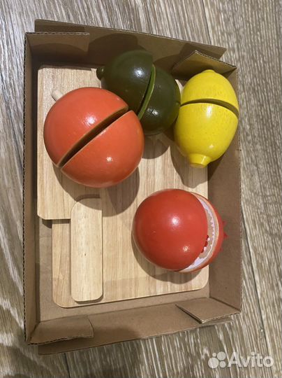 Деревянные игрушки фрукты подарок 1 2 3 года
