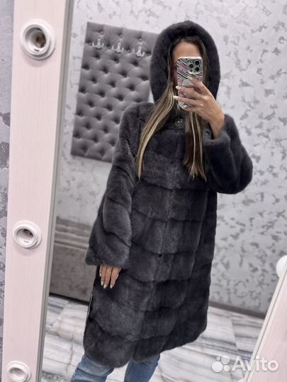Новая норковая шуба графит рубашка 42-50