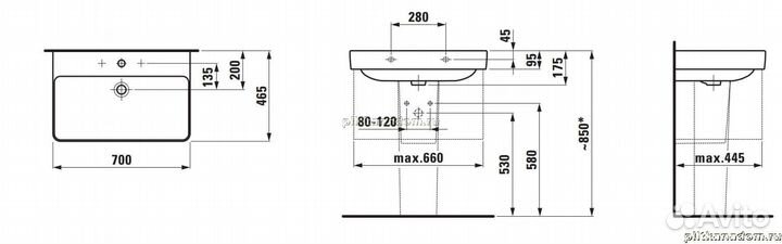 Laufen Pro S 8.1096.7.000.104.1 раковина 70х46,5