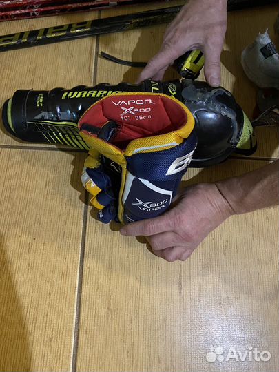 Щитки хоккейные детские, краги bauer детские