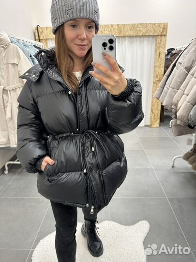 Куртка зима Корея с кулиской с блеском женская