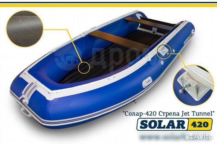Водометная лодка пвх Солар 420JET Стрела, хит 2023