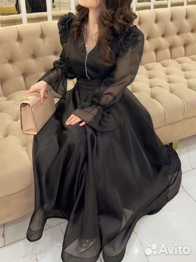 Вечернее черное платье 42 размер