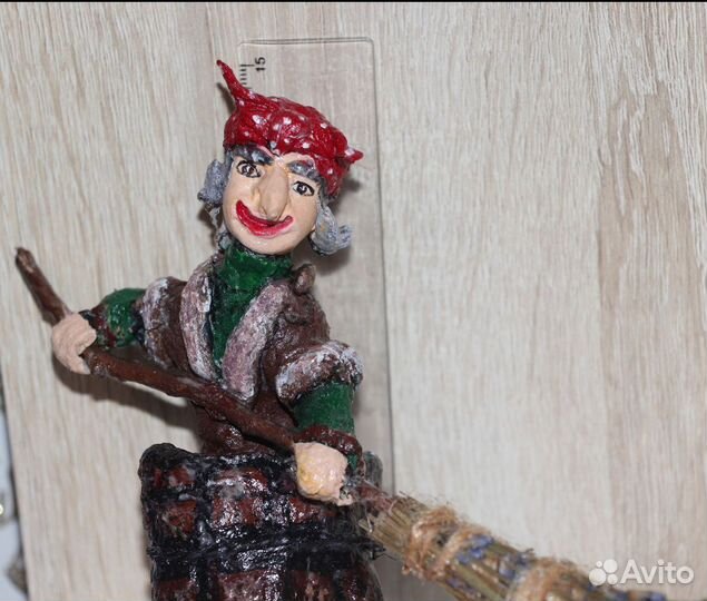 Ватная игрушка. Баба Яга. Ёлочная игрушка