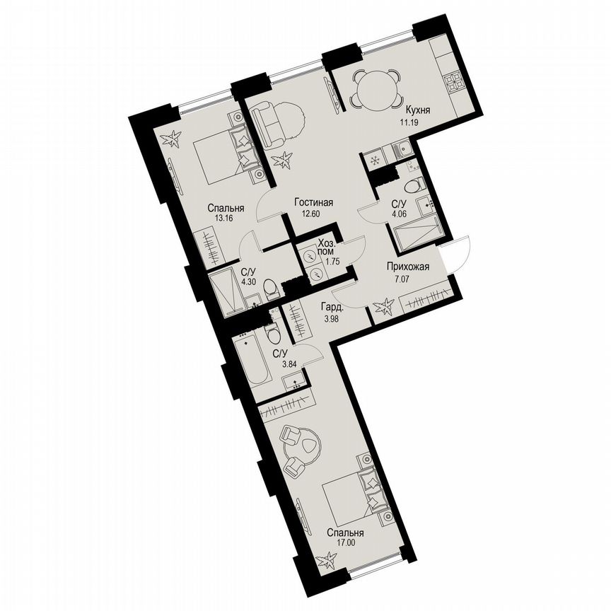 3-к. квартира, 79 м², 5/6 эт.