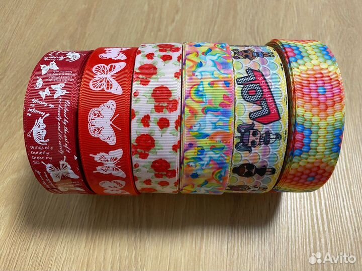 Лента репсовая с рисунком в ассортименте