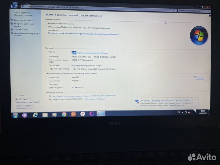 Ноутбук acer windows 7