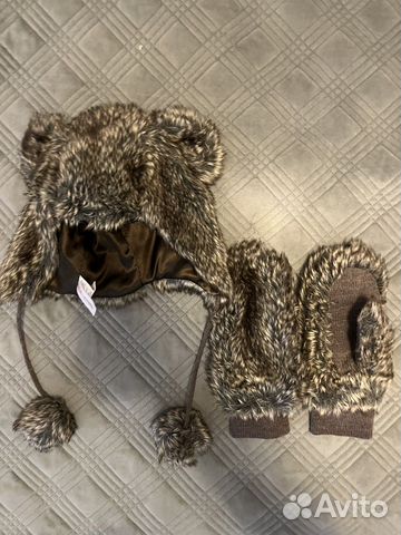 Шапка-ушанка с ушками и варежки