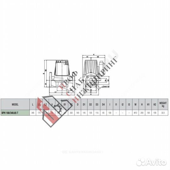 Насос BPH 180/340.65T PN10 3х230-400В/50Гц DAB 505