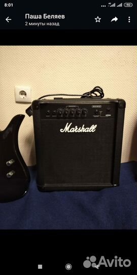Бас гитара Avation и комбик Marshall B 25 MK.ll