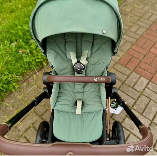 Коляска cybex priam 4 leaf green 2в1 rose gold