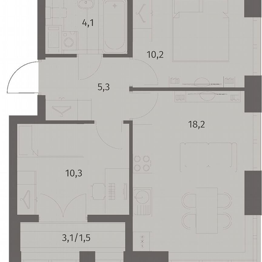 2-к. квартира, 49,6 м², 5/11 эт.