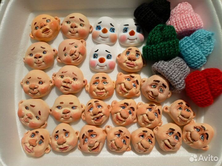 Личики для ватных игрушек расписанные