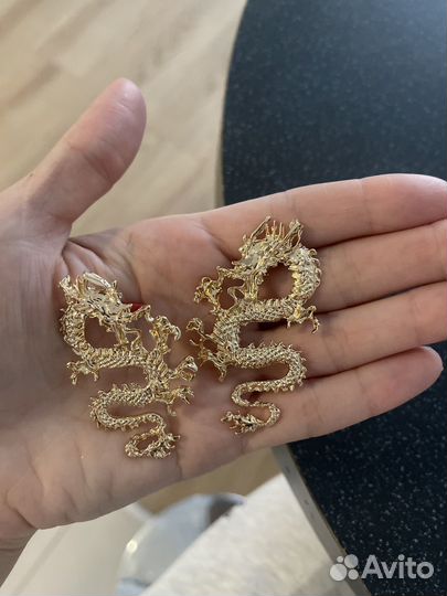 Серьги драконы символ 2024