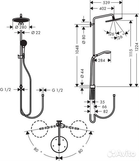 Душевая стойка Hansgrohe Croma Select S 26793000