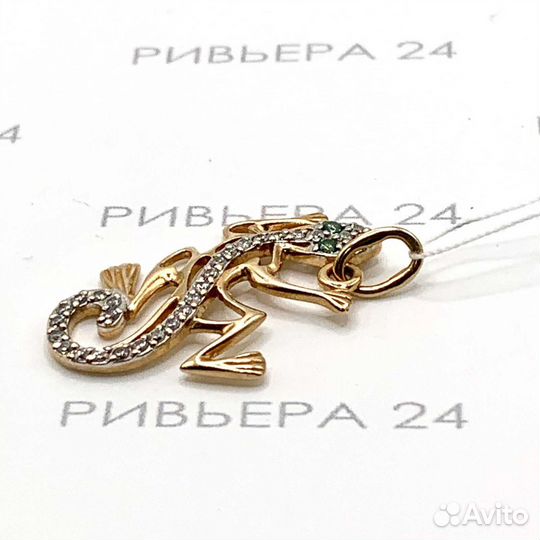 Золотая подвеска с фианитами 585 пробы 2.26 грамм