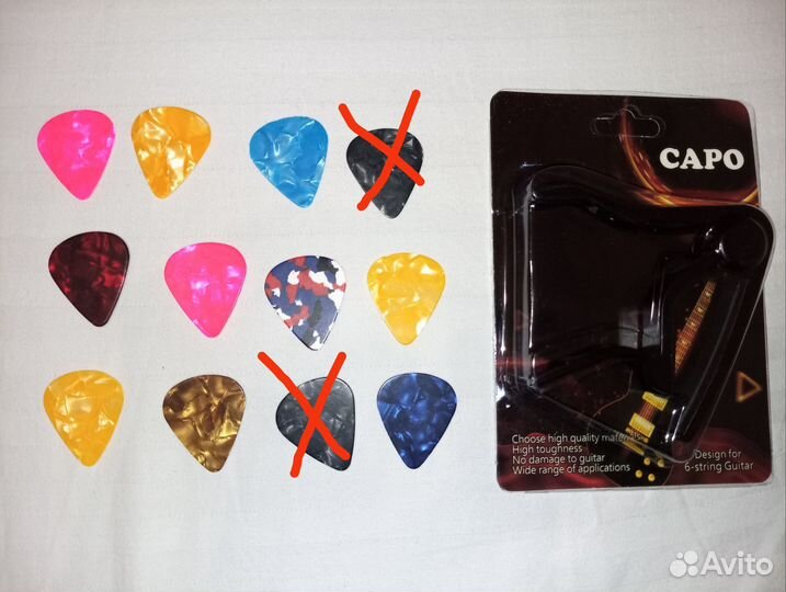 Струны для акустической гитары, укулеле, медиаторы