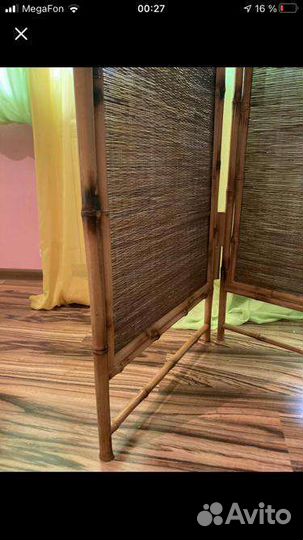 Ширма 3-секционная бамбуковая натуральная