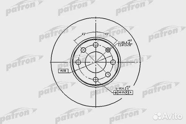 Patron PBD4042 Диск тормозной передн opel: astra G хечбэк 98-05, astra G кабрио 01-05, astra G купе