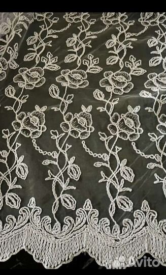 Тюль с вышивкой розы качество отличное